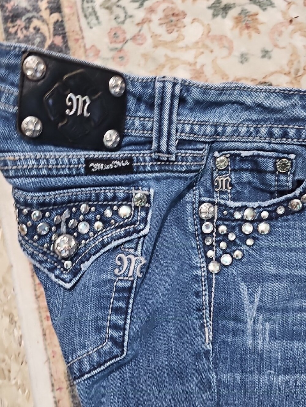 Miss Me Dark Blue Rhinestone Embellished Bootcut Jeans - Picture 6 of 11